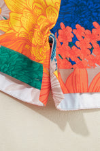 Cargar imagen en el visor de la galería, Orange Floral Printed Shirt Two Piece Drawstring Shorts Set
