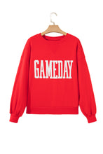 Cargar imagen en el visor de la galería, Fiery Red GAMEDAY Embroidered Patch Pattern Casual Shift Sweatshirt
