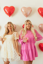 Load image into Gallery viewer, Strawberry Pink Flounce Sleeve Tiered Ruffled Velvet Mini Dress
