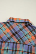 Load image into Gallery viewer, Orange Plus Size Plaid Print Buttoned Shirt
