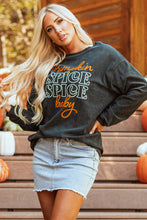 Load image into Gallery viewer, Dark Grey Halloween Pumpkin Spice Baby Graphic Textured Sweatshirt
