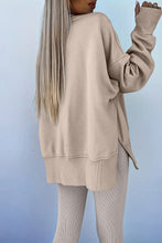 Load image into Gallery viewer, Jet Stream Solid Color Oversize Slit Sweatshirt Ribbed Leggings 2pcs Set
