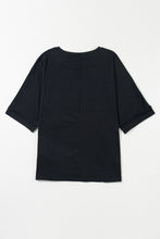 Cargar imagen en el visor de la galería, Black MAMA Chenille Patched Crew Neck T Shirt
