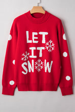 Cargar imagen en el visor de la galería, Red Dahlia LET IT SNOW Graphic Christmas Holiday Loose Sweater
