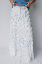 Cargar imagen en el visor de la galería, Sky Blue High Waist Tiny Floral Print Boho Maxi Skirt
