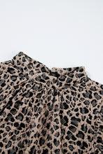 Load image into Gallery viewer, Khaki Animal Print Ruffle Sleeve Back Button Top
