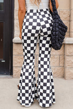 Cargar imagen en el visor de la galería, Black Checkerboard High Rise Casual Flared Pants
