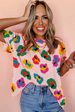 Cargar imagen en el visor de la galería, Pink Leopard Drop Shoulder Oversize Tee
