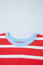Cargar imagen en el visor de la galería, Racing Red Striped Bow Tie Hollowed Back 7/8 Sleeve Casual T-Shirt
