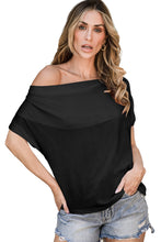 Cargar imagen en el visor de la galería, Black Cowl Neck Bat Sleeve T Shirt
