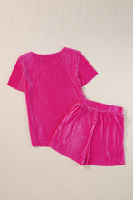 Load image into Gallery viewer, Bright Pink Casual Pleated Short Two-piece Set
