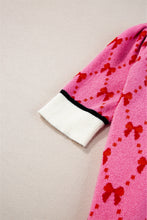 Cargar imagen en el visor de la galería, Pink Bow Print Short Sleeve Sweater top
