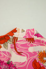 Cargar imagen en el visor de la galería, Pink Floral Allover Print Open Front Belted Duster Kimono
