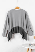 Cargar imagen en el visor de la galería, Medium Grey Waffle Long Sleeve Ruffled Patchwork Top
