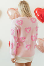 Cargar imagen en el visor de la galería, Pink Heart Shape Bubble Sleeve Baggy Sweater
