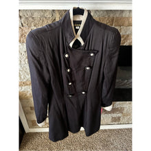 Load image into Gallery viewer, Vitage Jan Barboglio Black Military-Style Double-Breasted Jacket with Cream Trim
