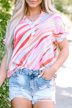 Cargar imagen en el visor de la galería, Multicolour Abstract Print High Low Short Sleeve Blouse
