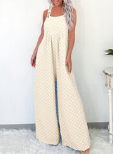 Load image into Gallery viewer, Beige Checkered Pocketed High Waist Wide Leg Overall

