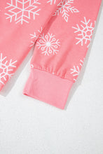 Cargar imagen en el visor de la galería, Pink Christmas Snowflake Print Two Piece Loungewear
