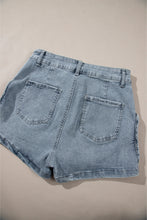 Load image into Gallery viewer, Dusk Blue Studded Acid Wash Jean Shorts
