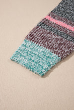 Load image into Gallery viewer, Multicolour Color Block Striped Side Slit Open Front Cardigan
