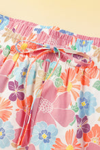 Load image into Gallery viewer, Pink Floral Smocked Waist Loose Pants
