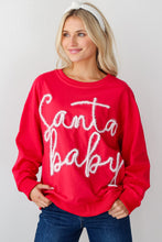 Cargar imagen en el visor de la galería, Fiery Red Christmas Santa Baby Tinsel Graphic Sweatshirt
