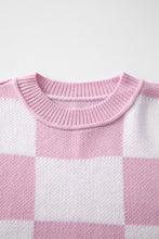 Cargar imagen en el visor de la galería, Pink Checkered Trendy Sleeve Sweater
