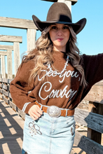 Load image into Gallery viewer, Coffee See You Cowboy Embroidered Western Graphic Sweater
