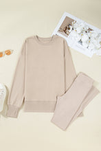 Load image into Gallery viewer, Jet Stream Solid Color Oversize Slit Sweatshirt Ribbed Leggings 2pcs Set
