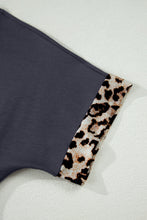 Load image into Gallery viewer, Dark Grey Contrast Leopard Bow Patched Short Sleeve T Shirt Long Dress
