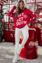 Cargar imagen en el visor de la galería, Red Dahlia LET IT SNOW Graphic Christmas Holiday Loose Sweater
