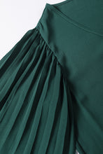 Load image into Gallery viewer, Blackish Green 3/4 Pleated Bell Sleeve V Neck Blouse
