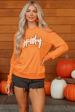 Load image into Gallery viewer, Grapefruit Orange Spooky Graphic Halloween Crew Neck Holiday Sweatshirt
