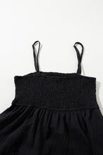 Cargar imagen en el visor de la galería, Black Smocked Textured Tiered Skater Dress
