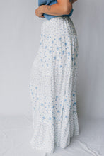Cargar imagen en el visor de la galería, Sky Blue High Waist Tiny Floral Print Boho Maxi Skirt
