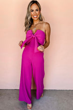 Cargar imagen en el visor de la galería, Bright Pink Bowknot Strapless Wide Leg Jumpsuit
