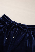 Cargar imagen en el visor de la galería, Navy Blue Solid Velvet Ruffled Two Piece Pants Set
