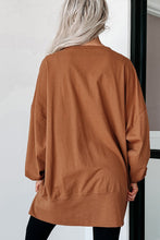 Cargar imagen en el visor de la galería, Chestnut Sequin Happy Halloween Graphic Notched Neck Long Sleeve Loose Top
