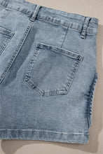 Load image into Gallery viewer, Dusk Blue Studded Acid Wash Jean Shorts
