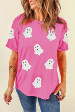 Cargar imagen en el visor de la galería, Sachet Pink Sequin Halloween Ghost Patched Casual T Shirt
