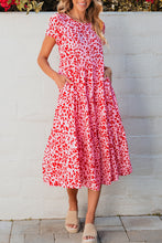 Load image into Gallery viewer, Pink Boho Printed Short Sleeve Flare Tiered Dress
