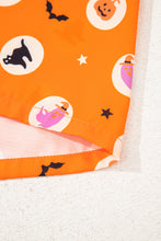 Load image into Gallery viewer, Orange Halloween Print Lapel Shirt Long 2pcs Pajama Set
