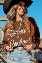 Load image into Gallery viewer, Coffee See You Cowboy Embroidered Western Graphic Sweater
