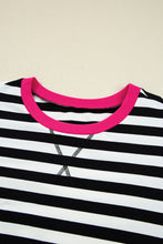 Load image into Gallery viewer, Black Stripe Color Block Edge Pullover and Shorts PLus Size Set

