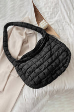 Load image into Gallery viewer, Black Quilted Zipper Large Shoulder Bag
