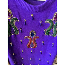 Load image into Gallery viewer, Vintage 80s Purple Embellished Angora Lambswool Sequins Knit Dress
