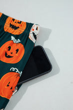 Cargar imagen en el visor de la galería, Orange Halloween Pattern Short Sleeve Shirt Pajama Set
