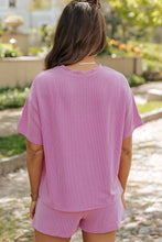 Cargar imagen en el visor de la galería, Phalaenopsis Ribbed Textured Knit Loose Fit Tee and Shorts Set
