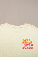 Load image into Gallery viewer, Yellow Cream Back LET&#39;S WATCH THE SUNSET Print Half Sleeve Tee
